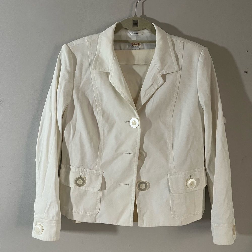 Talbots womens White Blazer Jacket light academia
